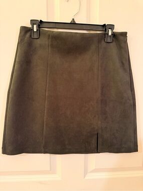 Ann Taylor Loft Classic Olive Green Suede Mini Skirt